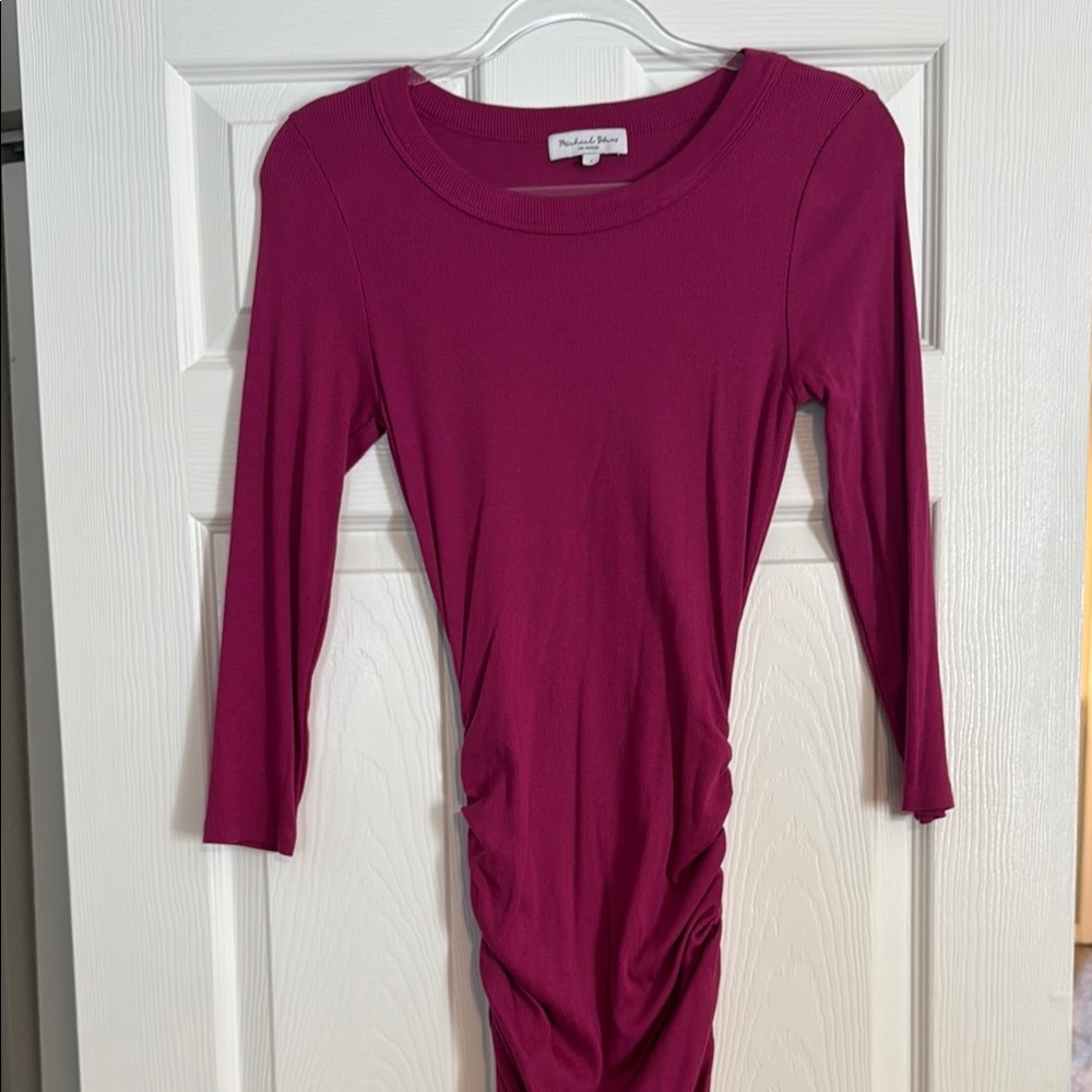 Michael Stars- Ruched Midi 3/4 Sleeve Dress- sz. Small